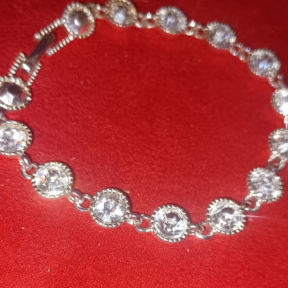 Silver and cubic zirconia tennis bracelet
